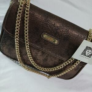 Anne Klein COAST IS CLEAR  bronze handbag NEW WITH TAG faux skin texture